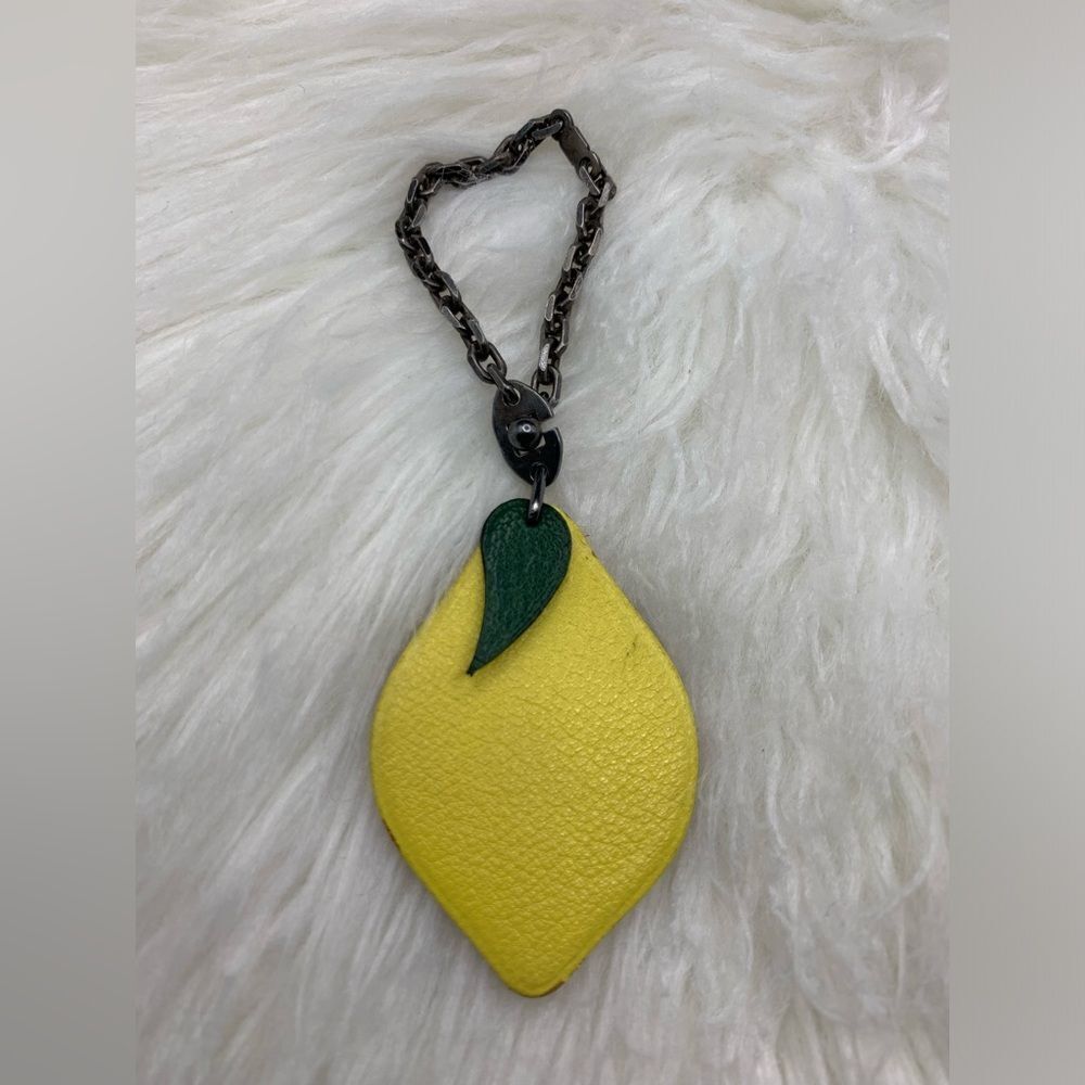Hermes Lemon Leather Bag Charm 925 Silver